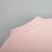 TARUXY Pink Short Fur Jacket Coat For Women Autumn Winter Casual Stand Collar Pocket Loose Fashion Long Sleeve Jacket Top Female