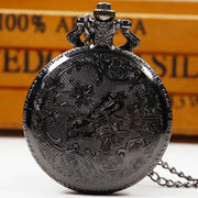 Vintage Black Compass Pocket Watch Cool Black Necklace Quartz Pocket Watches Pendant Gift for Men Women CF1382