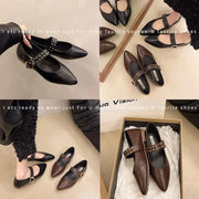 2025 New Pointed Toe Fashion Women Shoes Spring Autumn Elegant Party Daily Low Heels Pump Footwear Women Minimalist Flats Shoes