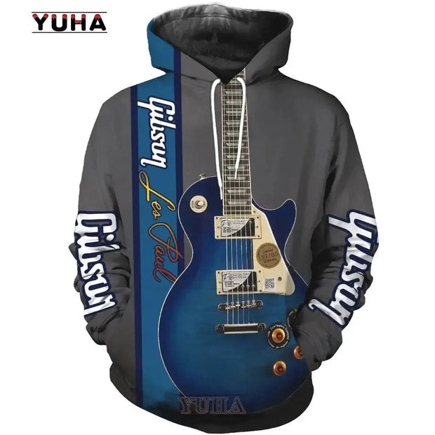 Mens 3d Guitar Printed Fashion Hoodie Daily European Size Sweatshirt Musical Moletom Female Psychedelic Clothes Wholesaler