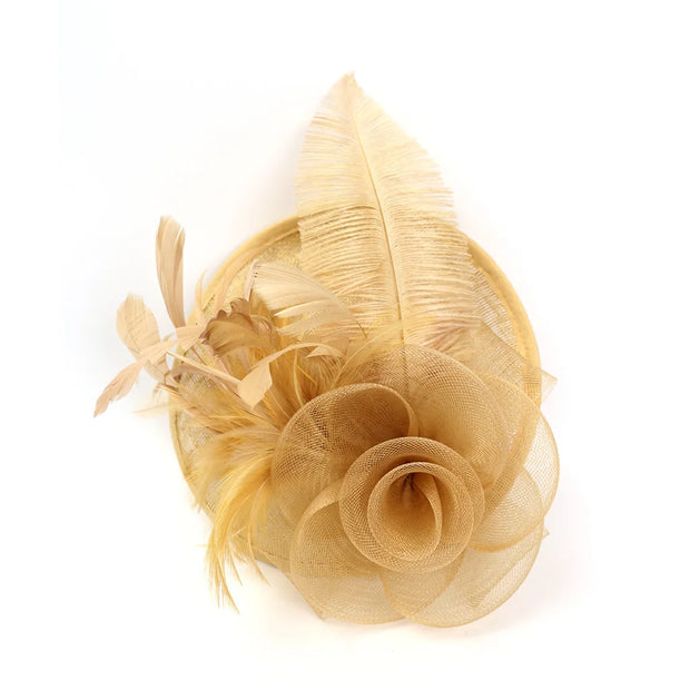Women Ascot Fascinator Hat Feather Mesh Headband with Clip Reversible Kentucky Derby Photography for Ladies Tea Party
