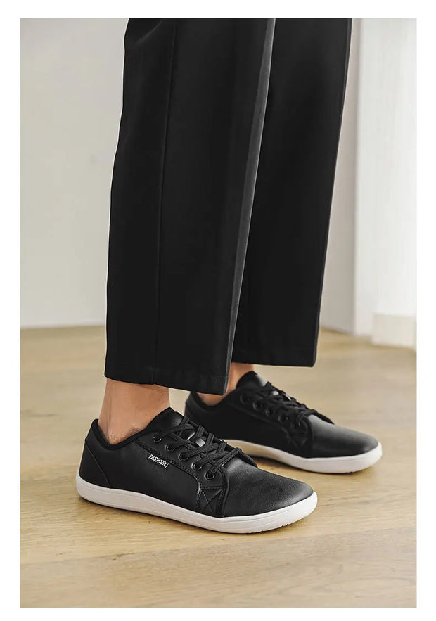 Men's Wide-toe Barefoot Shoes Lightweight Soft-soled Casual Walking Minimalist Breathable Artificial Leather Low-top Sneakers