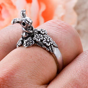 New Style Sweet Rabbit & Flower Retro Thai Silver Ladies Party Rings Wholesale Price For Women Birthday Gifts Never Fade
