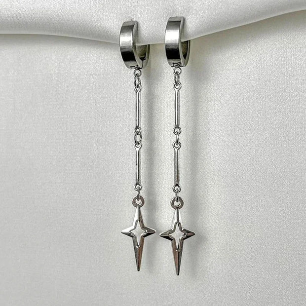 Gothic Jewelry Cross Star Drop Earrings Punk Charms Stitching Rivet Earrings for Women Korean Fashion Accessories