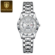 POEDAGAR Luxury Quartz Watch for Ladies Waterproof Luminous Date Week Stainless Steel Women Watches Elegant Dress WristWatch+box