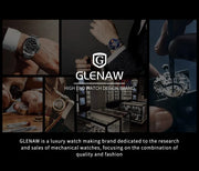 2025 Year Month Sunday Multi-functional Mechanical Watch GLENAW Watch Diamond Circle Stainless Steel Waterproof Luminous Watches