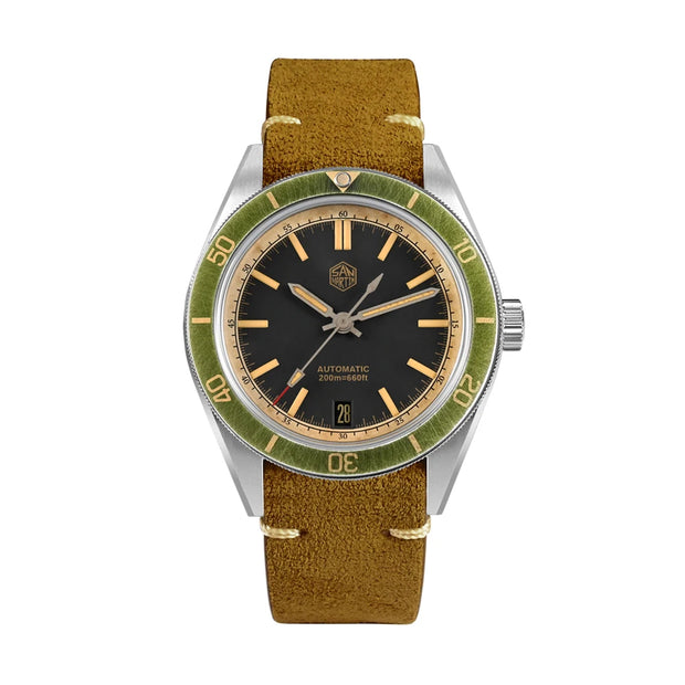 San Martin 39.5mm Men Dive Watch Vintage Distressed Effect NH35 Automatic Mechanical Watch Waterproof 200m C3 Lume SN0116 Reloj