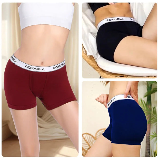 Women’s Boxer Briefs Seamless Boy Shorts Panties Soft Stretch Cotton Ladies Safety Pants Female Anti Chafing Boy Shorts Panties