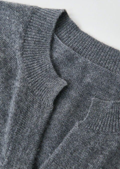Autumn/Winter Knitted Loose Cardigan Jacket Pure Wool Sweater Temperament round Neck Slim Fit Long Sleeve Top for Women