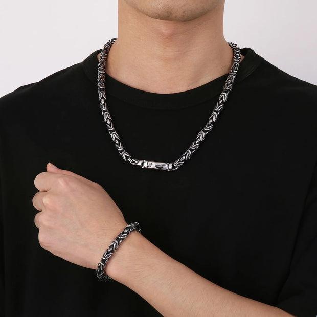 8mm Singular Byzantine Chain Bracelet & Necklace - Stainless Steel 316L - KB170399-KJX