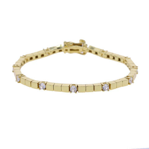 3MM Width Geometric Square Plain Beaded 5A Cubic Zirconia CZ Mix Sparking Tennis Chain Delicate Fashion Women Bracelet