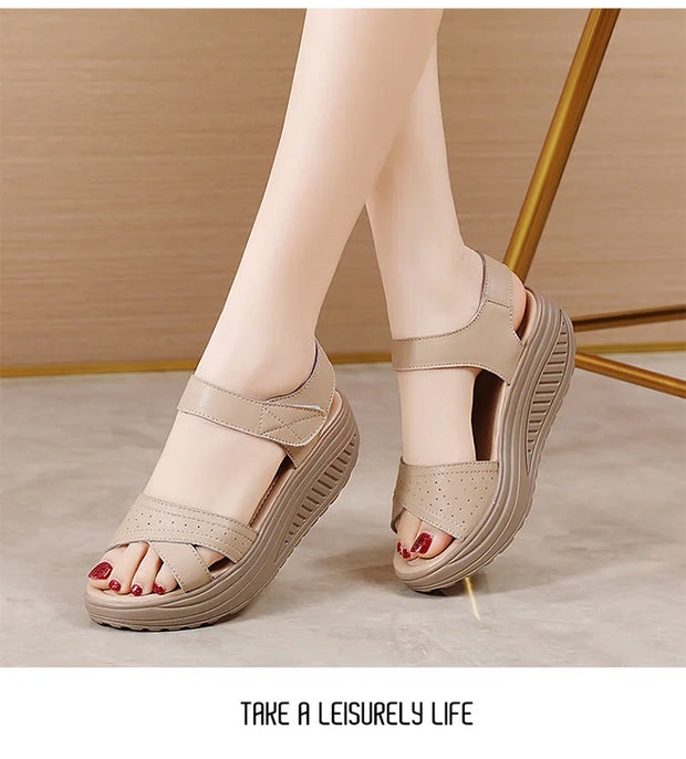 Women Sandals Wedge Heels Sandals Summer Shoes For Women Elegant Heeled Sandalias Mujer Summer Footwear Female Wedges Shoes New