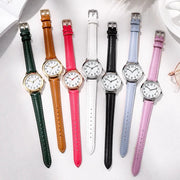 Women Quartz Watch Easy To Read Arabic Numerals Simple Dial PU Leather Strap Lady Candy Color  Reloj De Mujer Montre Femme