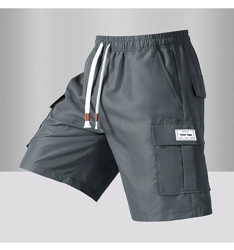 Summer Men's Cargo Shorts 2025 Loose Casual Below Knee Pants Elastic Waist Plus Size Outdoor Jogging Tactical Capri Sweatpants