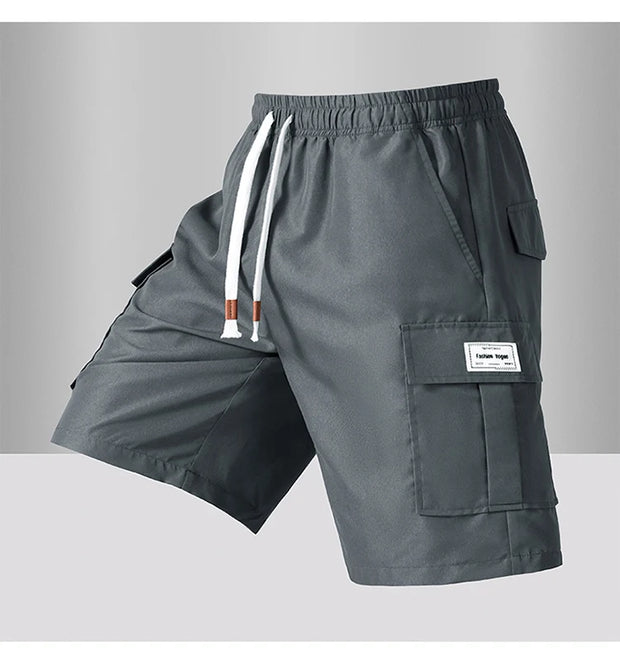 Summer Men's Cargo Shorts 2025 Loose Casual Below Knee Pants Elastic Waist Plus Size Outdoor Jogging Tactical Capri Sweatpants