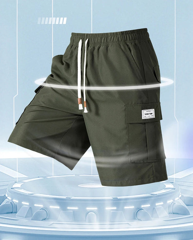 Summer Men's Cargo Shorts 2025 Loose Casual Below Knee Pants Elastic Waist Plus Size Outdoor Jogging Tactical Capri Sweatpants