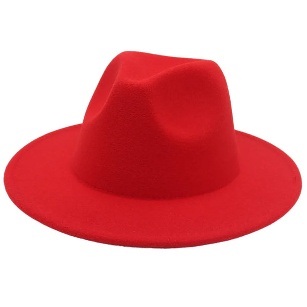 Classic Women Fedora Hats Autumn Winter Gentleman Jazz Felt Hat For Men Retro Church Lady Flat Wide Brim Dress Hat