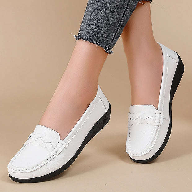 Fashion Wedge Women Flats Genuine Leather Outdoor Shoes Woman Footwear Shoes Women Moccasins Round Toe Chaussure Femme Plus Size