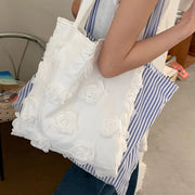 Korean 3d Flower ladies Shoulder Bag High Quality Three-dimensional Flower Canvas Bag Large Capacity Underarm Handbag Vest Bag