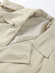 Lace Up Trench Coat With Belt Suit Collar Waist Cinched Slimming Drop Shoulder Short Windbreaker Jacket Retro Casual Outwear