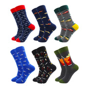 6 Pairs Fashion Casual Women and Men Socks Art Van Gogh Stripe Harajuku Fruit Animal Sloth Beer Funny Socks Dress Cotton Socks