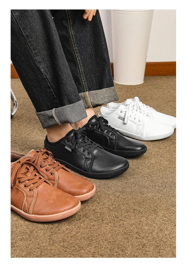 Men's Wide-toe Barefoot Shoes Lightweight Soft-soled Casual Walking Minimalist Breathable Artificial Leather Low-top Sneakers