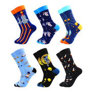 6 Pairs Fashion Casual Women and Men Socks Art Van Gogh Stripe Harajuku Fruit Animal Sloth Beer Funny Socks Dress Cotton Socks