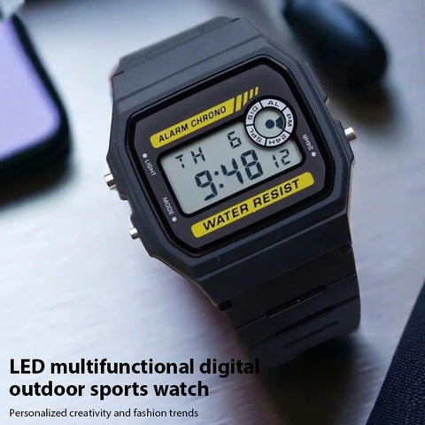 Fashion Simple Sport Electronic Watch LED Digital Multi-function Watches Waterproof PU Strap Alarm Clock Gift For Women/Men