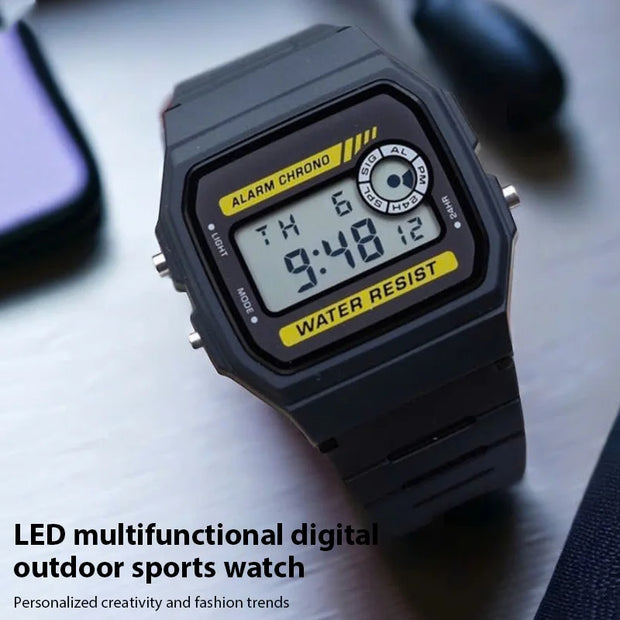 Fashion Simple Sport Electronic Watch LED Digital Multi-function Watches Waterproof PU Strap Alarm Clock Gift For Women/Men