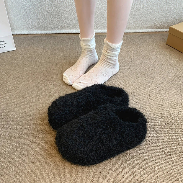 Baotou Hairy Slippers Footwear 2025 Winter Home Lightweight Women Winter Cotton Mopping