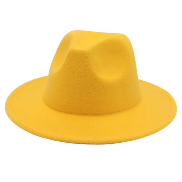 Classic Women Fedora Hats Autumn Winter Gentleman Jazz Felt Hat For Men Retro Church Lady Flat Wide Brim Dress Hat