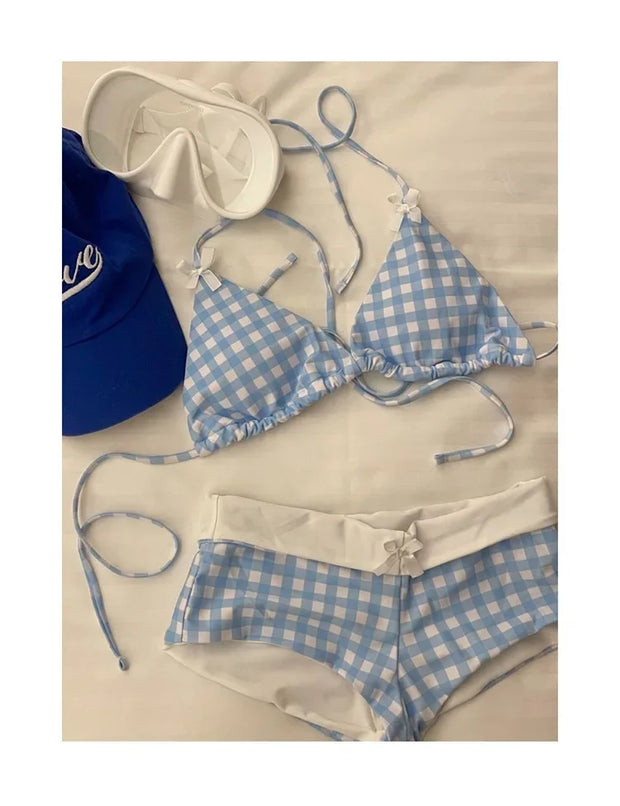 Sexy Two-Piece Bikini Swimwear Women's Korean Style Hot Spring Suit Small Chest Gathered Baseini Thermal Spa Swimsuit