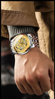 BINBOND Business New Automatic Non-Mechanical Quartz Watches 30M Waterproof Luminous Tourbillon Trendy Hollow Design Men Watches