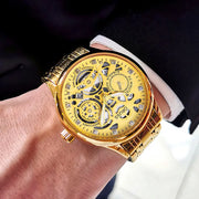 ORUSS New Style Fashion Brand Men's Quartz Watch Luxury Roman Dial Luminous Waterproof Sports Automatic Date Business Man Watch