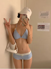 Sexy Two-Piece Bikini Swimwear Women's Korean Style Hot Spring Suit Small Chest Gathered Baseini Thermal Spa Swimsuit