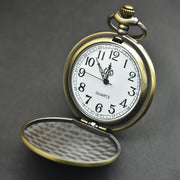 Vintage Bronze Large Pirate Skull Carved Necklace Quartz Pocket Watch Handsome Gift For Both Men And Women