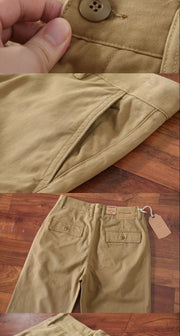 Retro Waed Pure Cotton Men's Loose Straight Leg Long Pants Heavy Du Thiened Wear Resistant Workwear Casual Trousers