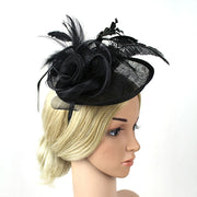 Women Ascot Fascinator Hat Feather Mesh Headband with Clip Reversible Kentucky Derby Photography for Ladies Tea Party