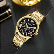 Classic Casual Quartz Watch Men Stainless Steel Dress Wristwatch 3 Eyes Gold Quartz Wristwatches Ladies Clock Часы Женские