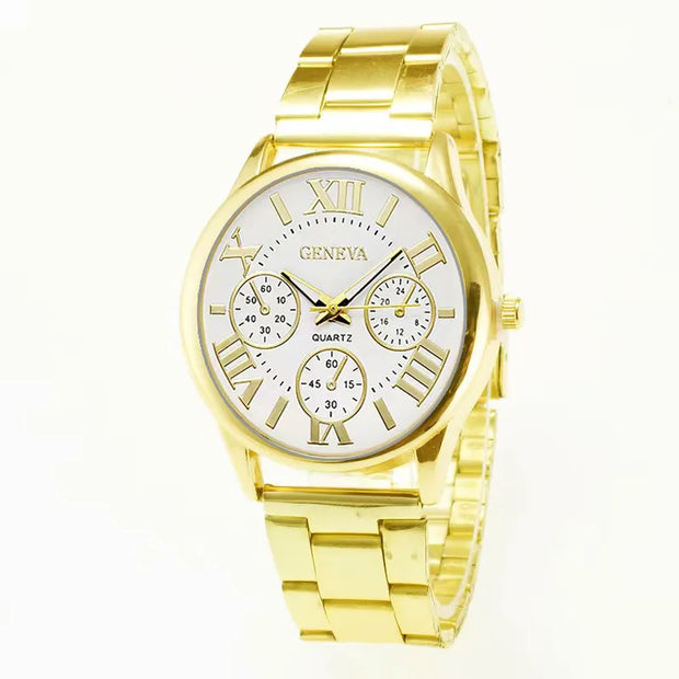Classic Casual Quartz Watch Men Stainless Steel Dress Wristwatch 3 Eyes Gold Quartz Wristwatches Ladies Clock Часы Женские