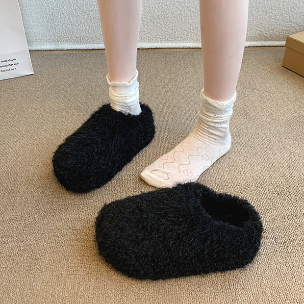 Baotou Hairy Slippers Footwear 2025 Winter Home Lightweight Women Winter Cotton Mopping