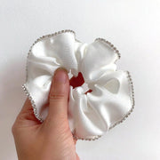 Elegant Solid Satin Scrunchies Elastic Hair Bands for Women Rhinestone Crystal Hairbands Korean Girls Head Tie Hair Accessories