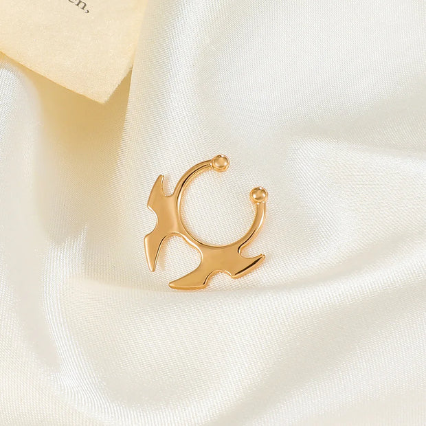 Bull Head And Horn Nose Clip Ring Men Women Fake Septum Piering Body Jewelry Fashion Non Perforation Bat Nose Rings Studs 2025