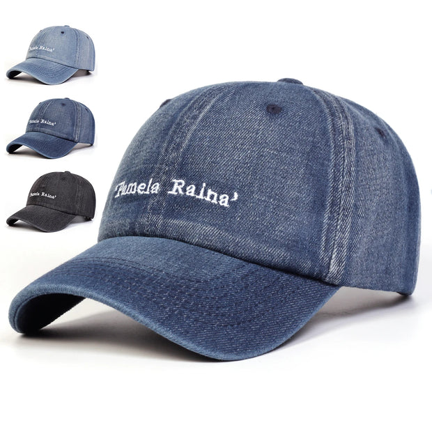 Unisex Pamela Raina Letter Embroidery Wash Baseball Caps Adjustable Casual Hats Spring and Autumn Outdoor Sunscreen Hat