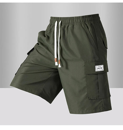 Summer Men's Cargo Shorts 2025 Loose Casual Below Knee Pants Elastic Waist Plus Size Outdoor Jogging Tactical Capri Sweatpants