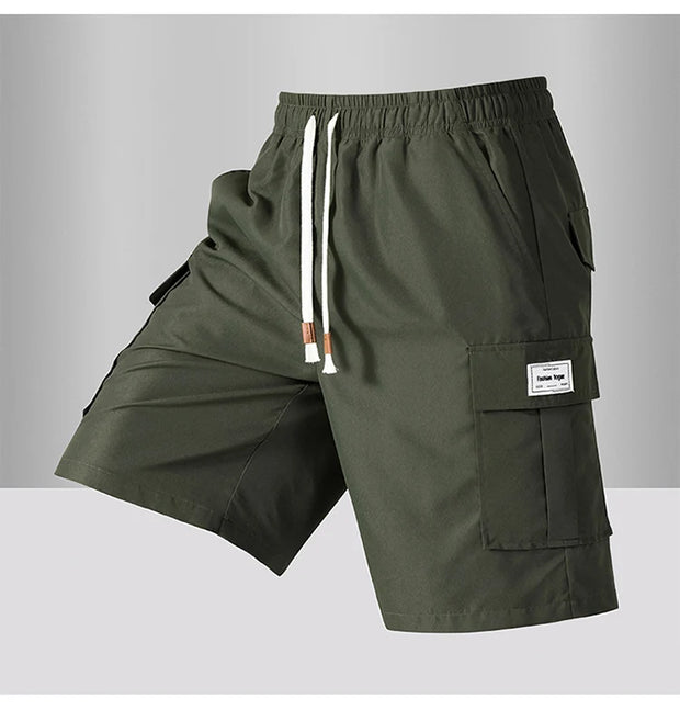 Summer Men's Cargo Shorts 2025 Loose Casual Below Knee Pants Elastic Waist Plus Size Outdoor Jogging Tactical Capri Sweatpants
