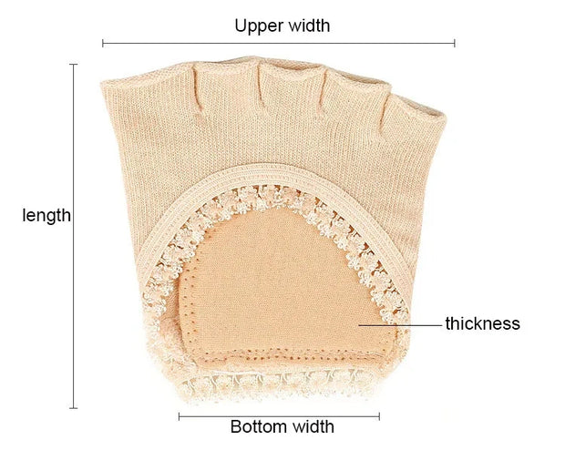 1 pair Five toes forefoot pads women's high heels wear half socks comfortable lace invisible socks foot pain care products