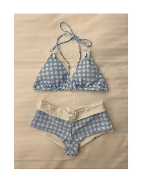 Sexy Two-Piece Bikini Swimwear Women's Korean Style Hot Spring Suit Small Chest Gathered Baseini Thermal Spa Swimsuit