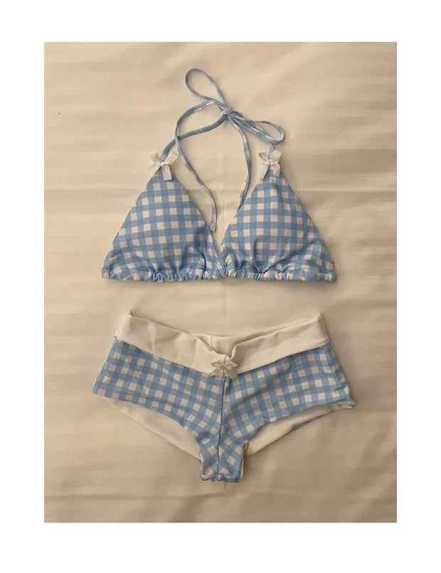 Sexy Two-Piece Bikini Swimwear Women's Korean Style Hot Spring Suit Small Chest Gathered Baseini Thermal Spa Swimsuit