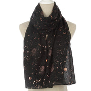 Star Moon Foil Scarf Women Cotton Voile Scarves Hijab Femme Musulman Fashion Shawl Wrap Headband 180-70cm Wholesale Scarfs